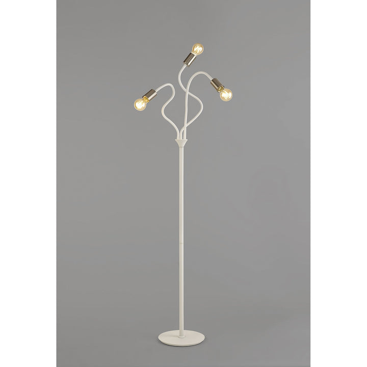 Nelson Lighting NL76569 Gino Flexible Floor Lamp 3 Light Satin White/Satin Nickel