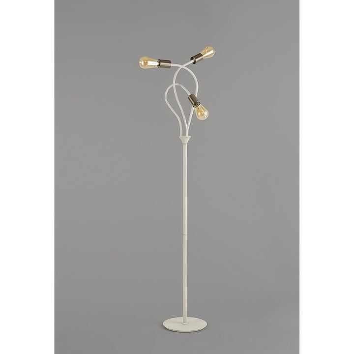 Nelson Lighting NL76569 Gino Flexible Floor Lamp 3 Light Satin White/Satin Nickel