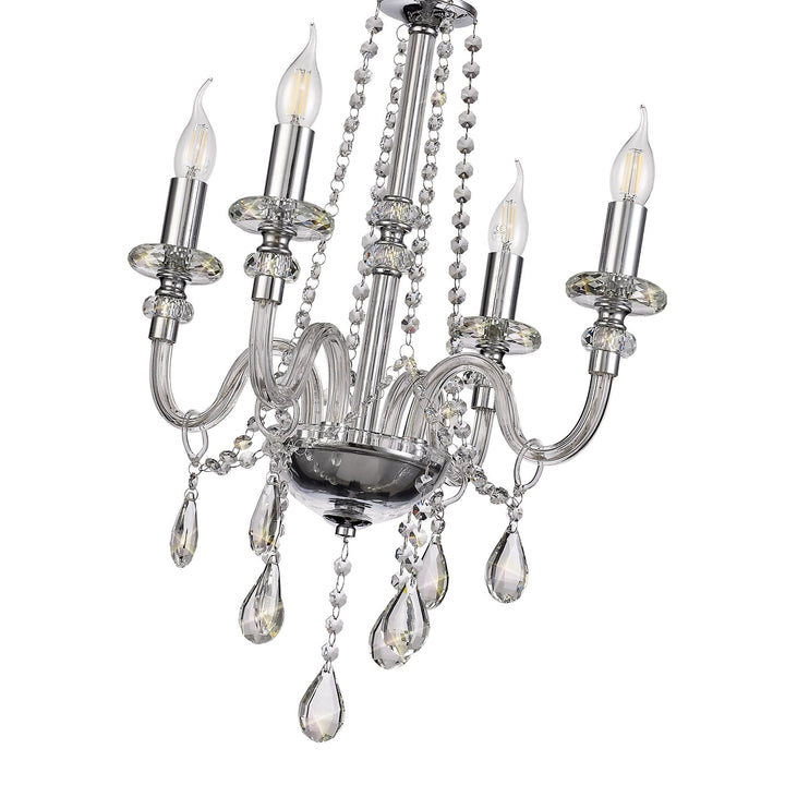 Nelson Lighting NL74199 Glastonbury Chandelier Pendant 4 Light Polished Chrome/Clear Glass/Crystal