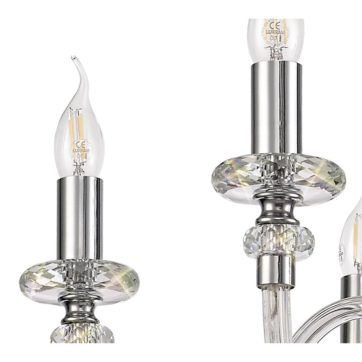 Nelson Lighting NL74209 Glastonbury Chandelier Pendant 6 Light Polished Chrome/Clear Glass/Crystal