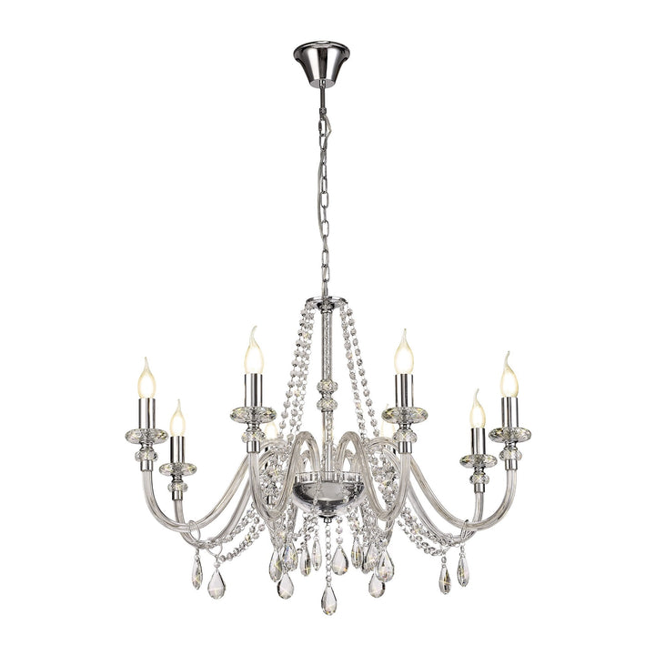 Nelson Lighting NL74219 Glastonbury Chandelier Pendant 8 Light Polished Chrome/Clear Glass/Crystal