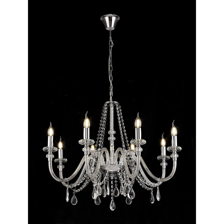 Nelson Lighting NL74219 Glastonbury Chandelier Pendant 8 Light Polished Chrome/Clear Glass/Crystal