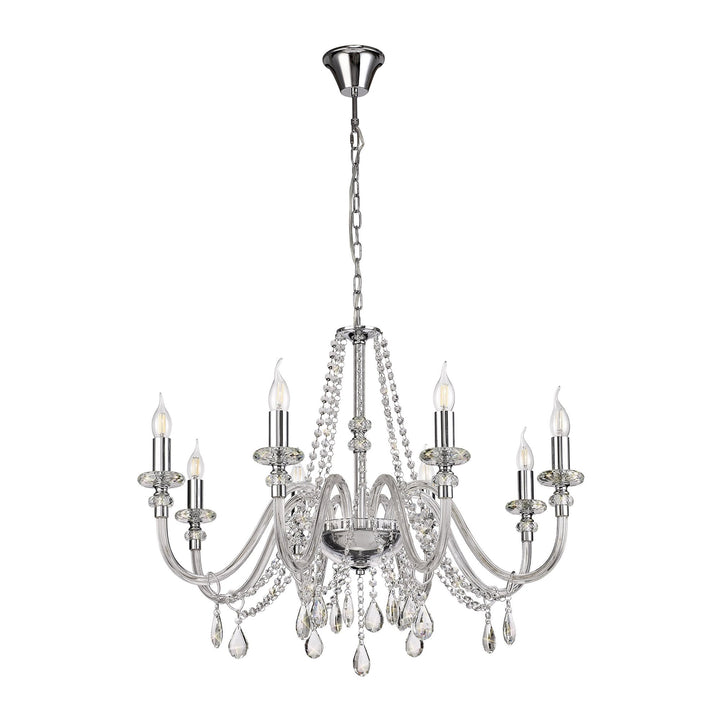Nelson Lighting NL74219 Glastonbury Chandelier Pendant 8 Light Polished Chrome/Clear Glass/Crystal