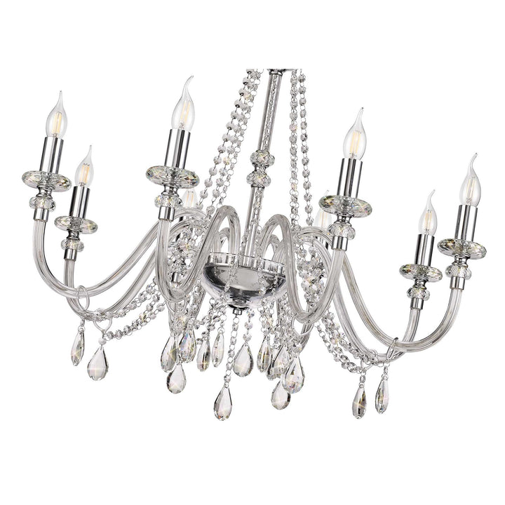 Nelson Lighting NL74219 Glastonbury Chandelier Pendant 8 Light Polished Chrome/Clear Glass/Crystal