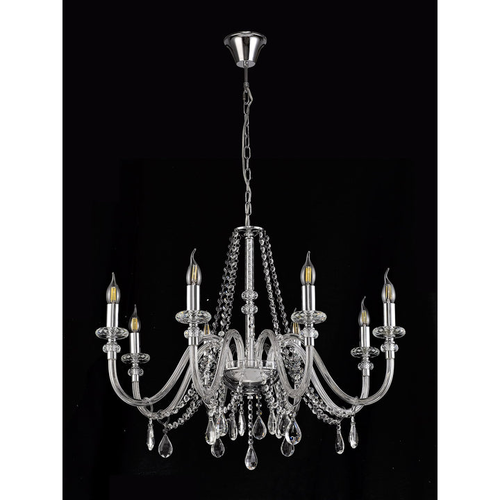 Nelson Lighting NL74219 Glastonbury Chandelier Pendant 8 Light Polished Chrome/Clear Glass/Crystal