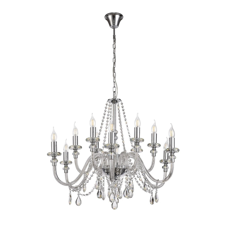 Nelson Lighting NL74229 Glastonbury Chandelier Pendant 12 Light Polished Chrome/Clear Glass/Crystal