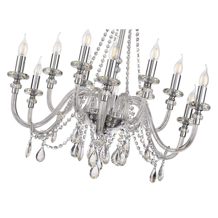 Nelson Lighting NL74229 Glastonbury Chandelier Pendant 12 Light Polished Chrome/Clear Glass/Crystal