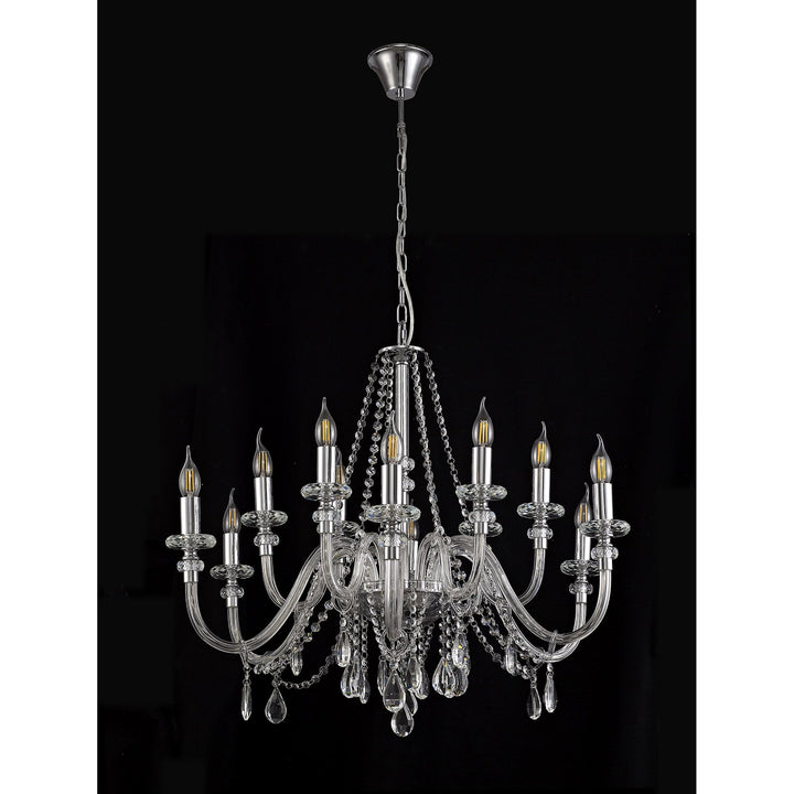 Nelson Lighting NL74229 Glastonbury Chandelier Pendant 12 Light Polished Chrome/Clear Glass/Crystal