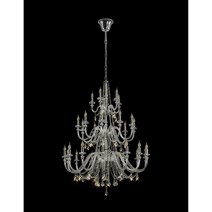 Nelson Lighting NL82609 Glastonbury Chandelier Pendant 29 Light Polished Chrome/Clear Glass/Crystal