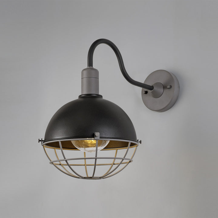 Nelson Lighting NL78499 Grobler Outdoor Wall Lamp 1 Light Matt Black/Grey