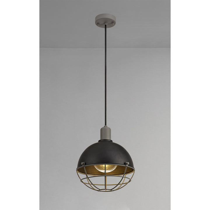 Nelson Lighting NL78509 Grobler Outdoor Pendant 1 Light Matt Black/Grey
