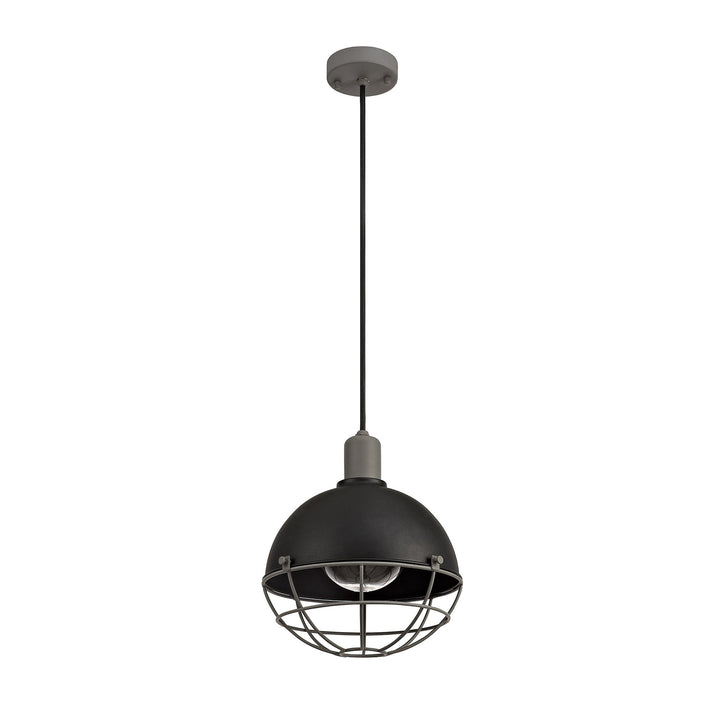 Nelson Lighting NL78509 Grobler Outdoor Pendant 1 Light Matt Black/Grey