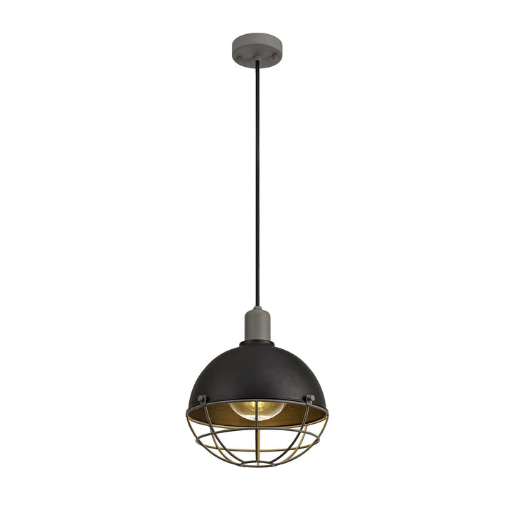 Nelson Lighting NL78509 Grobler Outdoor Pendant 1 Light Matt Black/Grey