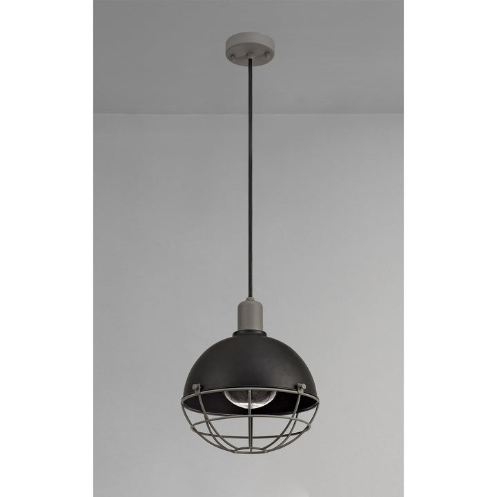 Nelson Lighting NL78509 Grobler Outdoor Pendant 1 Light Matt Black/Grey