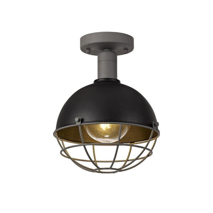 Nelson Lighting NL78519 Grobler Outdoor Ceiling 1 Light Matt Black/Grey
