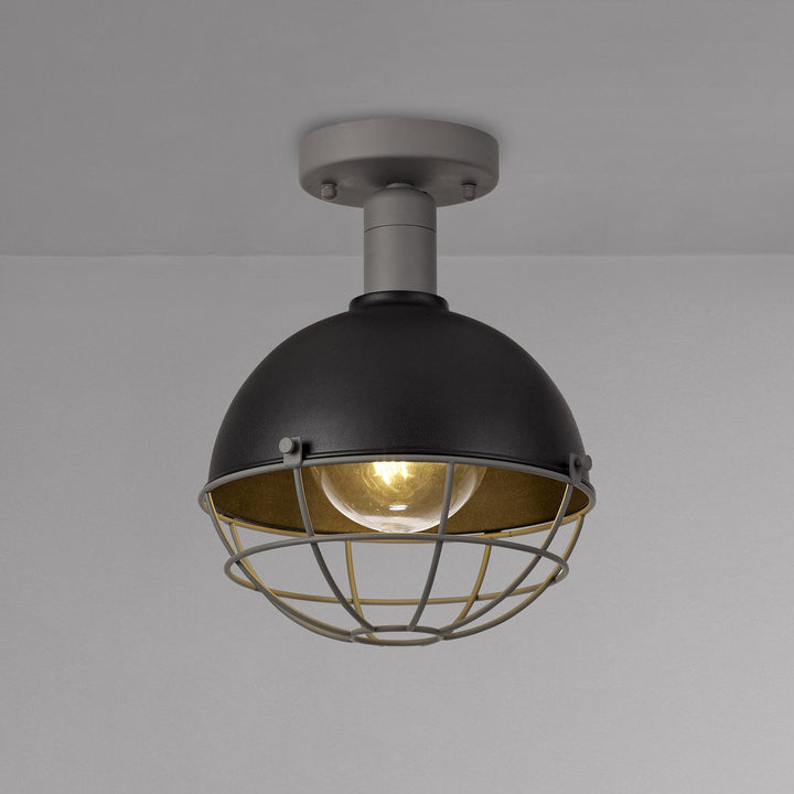 Nelson Lighting NL78519 Grobler Outdoor Ceiling 1 Light Matt Black/Grey