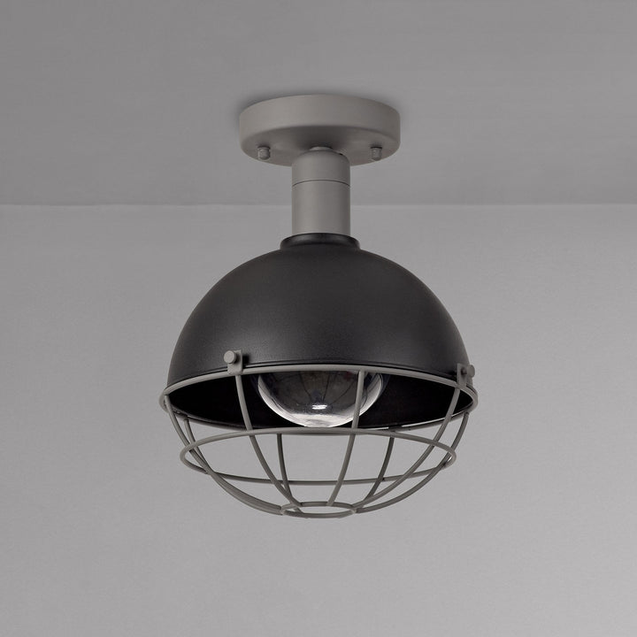 Nelson Lighting NL78519 Grobler Outdoor Ceiling 1 Light Matt Black/Grey