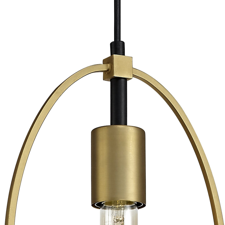 Nelson Lighting NL74109 Hava Single Small Circle Pendant Sand Gold/Matt Black