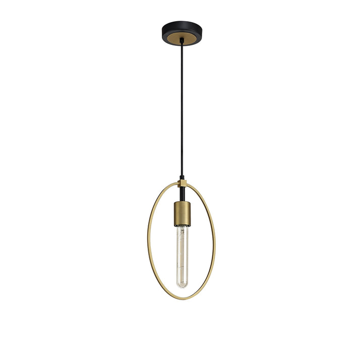 Nelson Lighting NL74109 Hava Single Small Circle Pendant Sand Gold/Matt Black