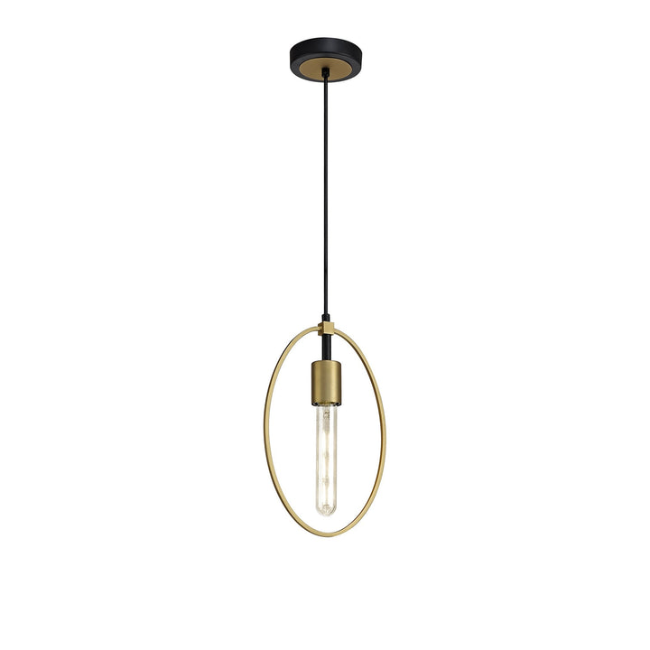 Nelson Lighting NL74109 Hava Single Small Circle Pendant Sand Gold/Matt Black