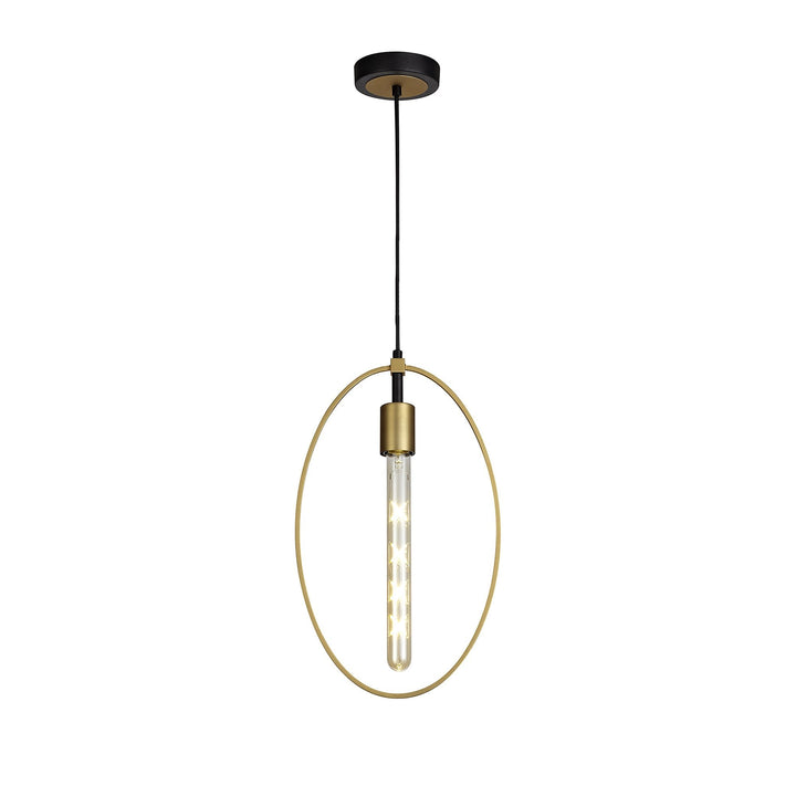 Nelson Lighting NL74119 Hava Single Large Circle Pendant Sand Gold/Matt Black