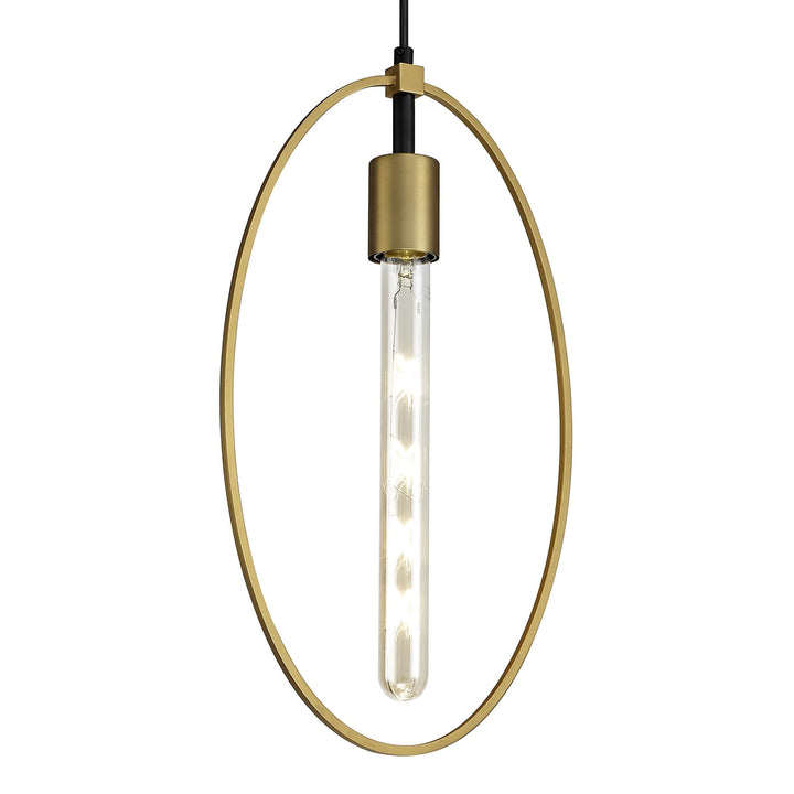 Nelson Lighting NL74119 Hava Single Large Circle Pendant Sand Gold/Matt Black
