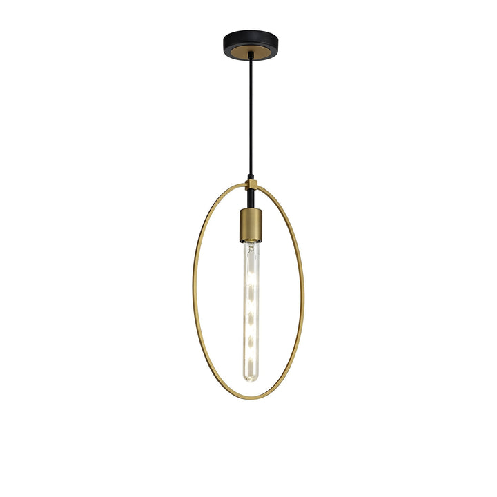 Nelson Lighting NL74119 Hava Single Large Circle Pendant Sand Gold/Matt Black