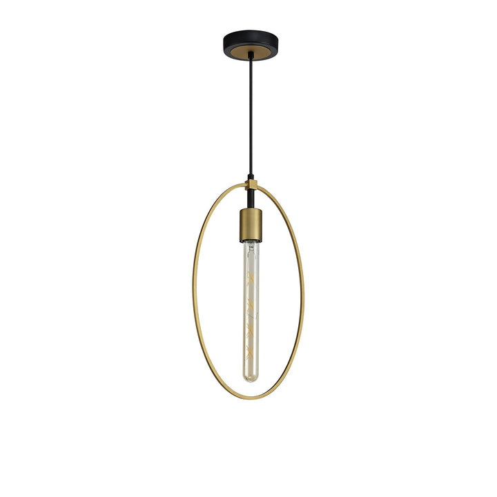 Nelson Lighting NL74119 Hava Single Large Circle Pendant Sand Gold/Matt Black