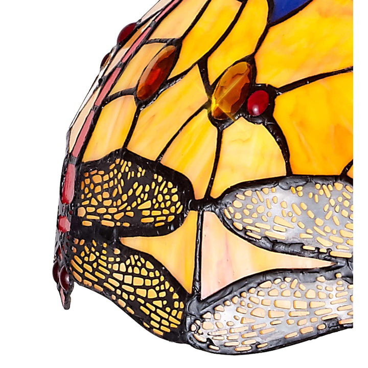 Nelson Lighting NLK00829 Heidi 2 Light Leaf Design Floor Lamp With 40cm Tiffany Shade Blue/Orange/Crystal/Aged Antique Brass