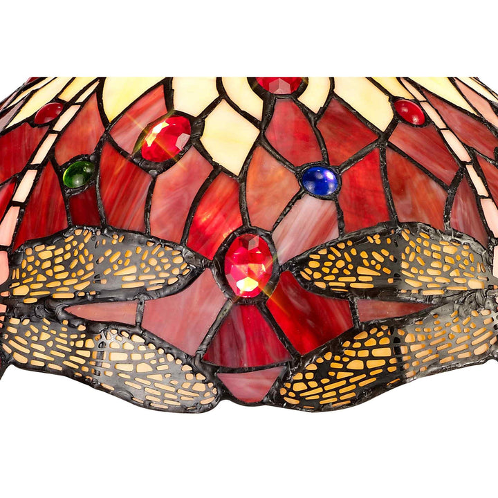 Nelson Lighting NLK00879 Heidi 1 Light Curved Table Lamp With 30cm Tiffany Shade Purple/Pink/Antique Brass