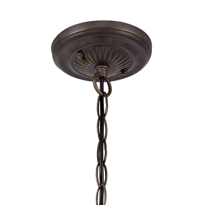 Nelson Lighting NLK00899 Heidi 1 Light Down Lighter Pendant With 30cm Tiffany Shade Purple/Pink/Antique Brass