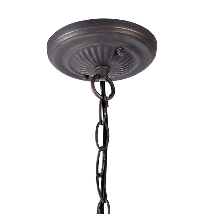 Nelson Lighting NLK00909 Heidi 2 Light Down Lighter Pendant With 30cm Tiffany Shade Purple/Pink/Antique Brass