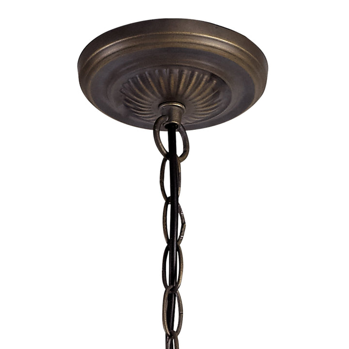 Nelson Lighting NLK00959 Heidi 3 Light Up Lighter Pendant With 30cm Tiffany Shade Purple/Pink/Antique Brass