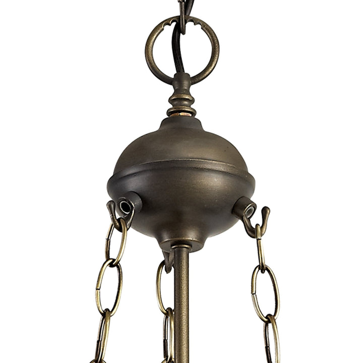 Nelson Lighting NLK00959 Heidi 3 Light Up Lighter Pendant With 30cm Tiffany Shade Purple/Pink/Antique Brass