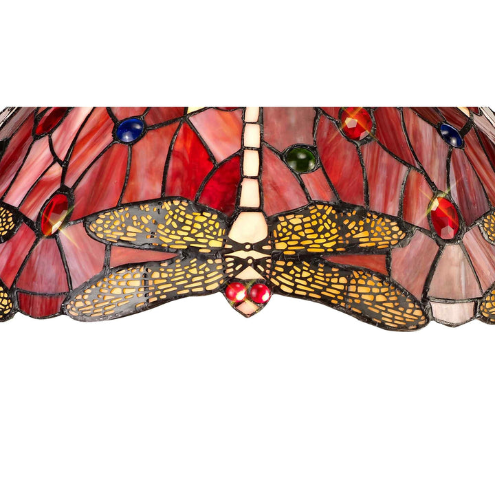 Nelson Lighting NLK00969 Heidi 2 Light Tree Like Table Lamp With 40cm Tiffany Shade Purple/Pink/Antique Brass