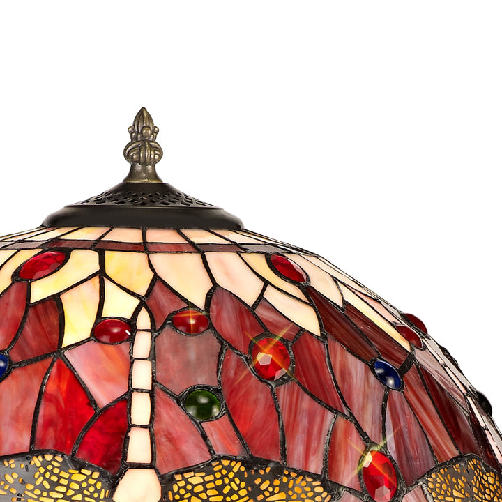 Nelson Lighting NLK00989 Heidi 2 Light Octagonal Table Lamp With 40cm Tiffany Shade Purple/Pink/Antique Brass