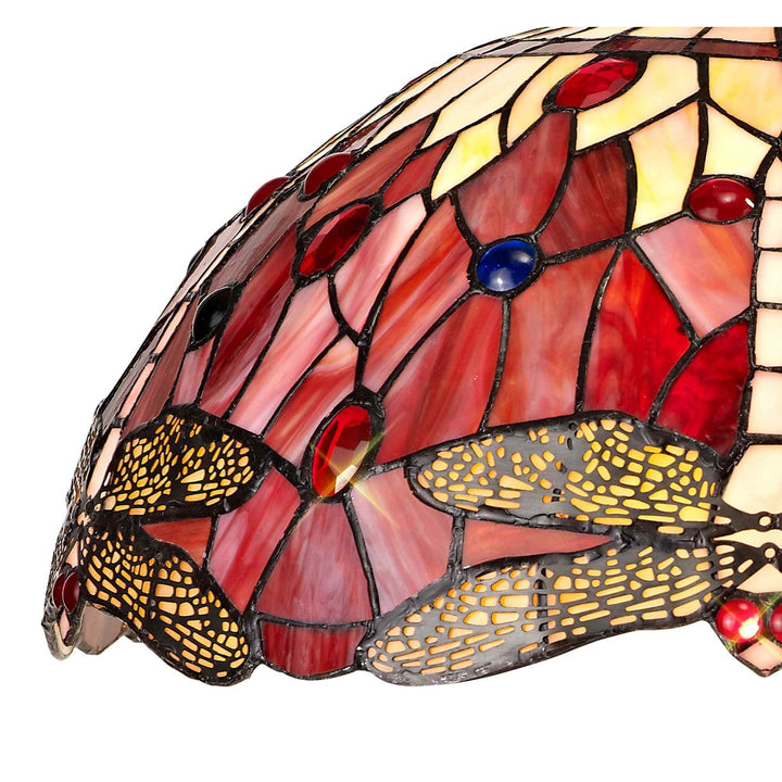 Nelson Lighting NLK00989 Heidi 2 Light Octagonal Table Lamp With 40cm Tiffany Shade Purple/Pink/Antique Brass