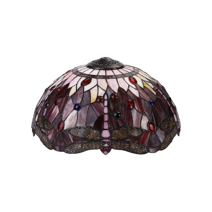 Nelson Lighting NLK01019 Heidi 3 Light Down Lighter Pendant With 40cm Tiffany Shade Purple/Pink/Antique Brass