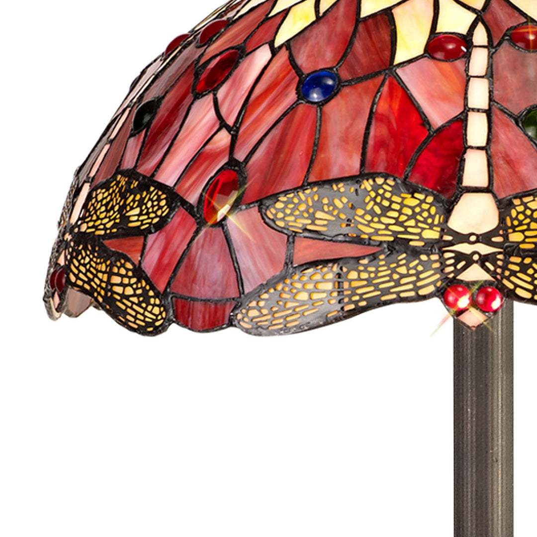Nelson Lighting NLK01049 Heidi 2 Light Octagonal Floor Lamp With 40cm Tiffany Shade Purple/Pink/Antique Brass