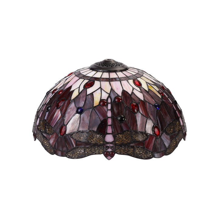 Nelson Lighting NLK01049 Heidi 2 Light Octagonal Floor Lamp With 40cm Tiffany Shade Purple/Pink/Antique Brass