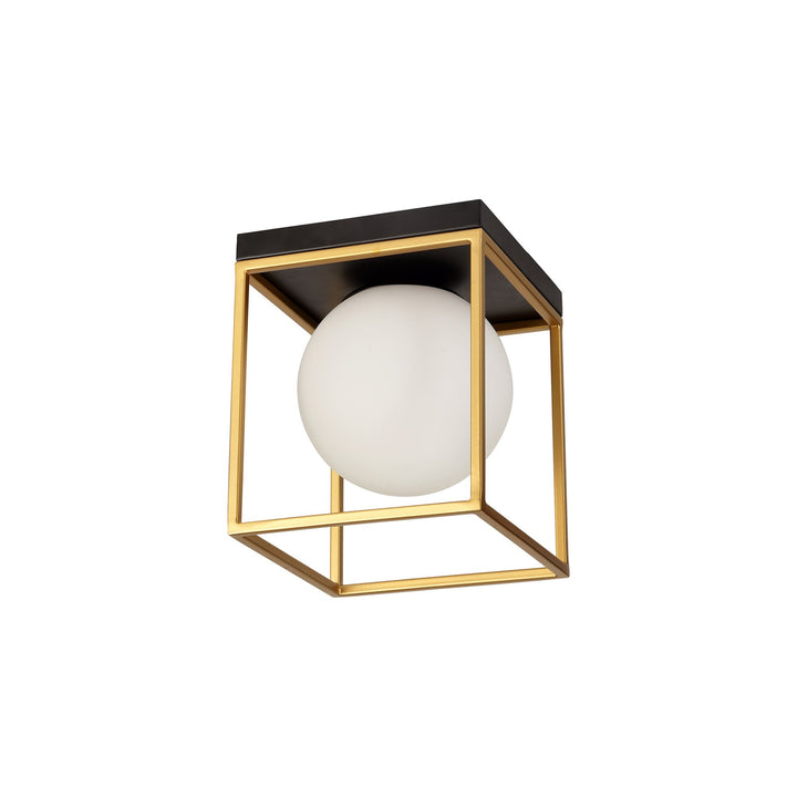 Nelson Lighting NL75639 Helma Square Ceiling Flush 1 Light Matt Black/Painted Gold