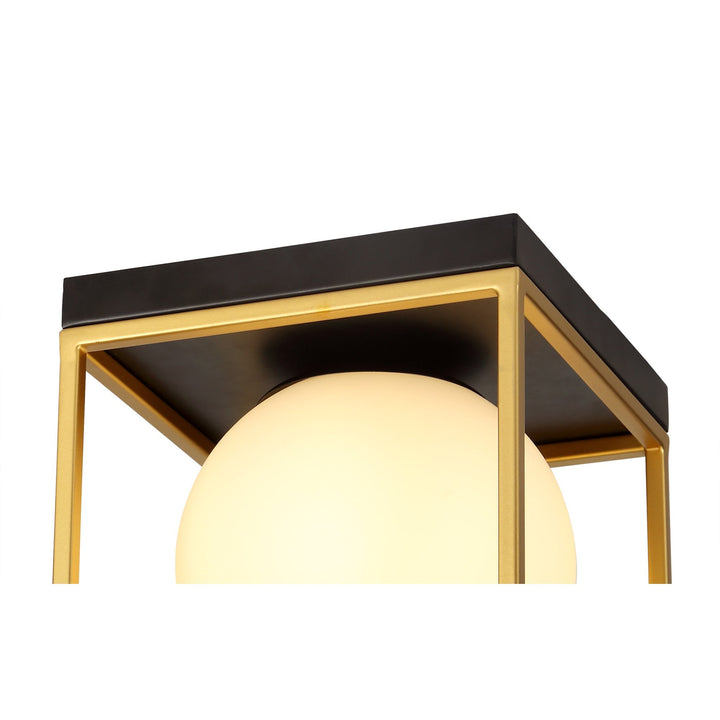 Nelson Lighting NL75639 Helma Square Ceiling Flush 1 Light Matt Black/Painted Gold