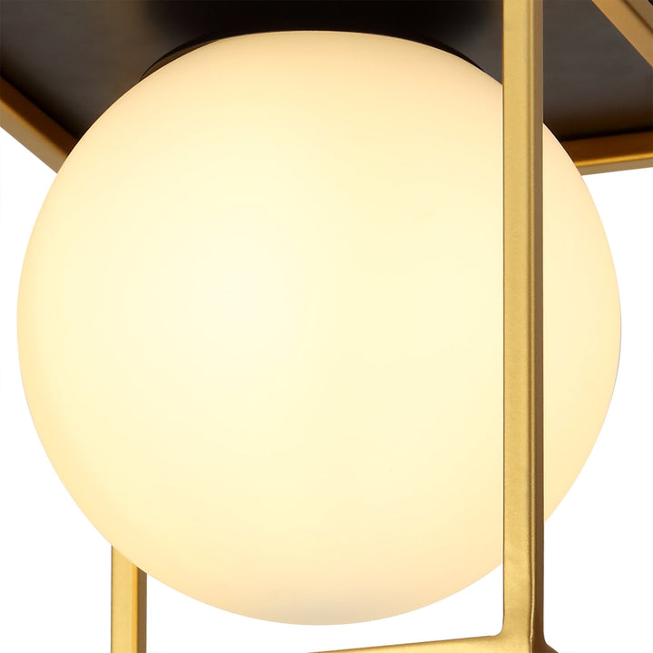 Nelson Lighting NL75639 Helma Square Ceiling Flush 1 Light Matt Black/Painted Gold