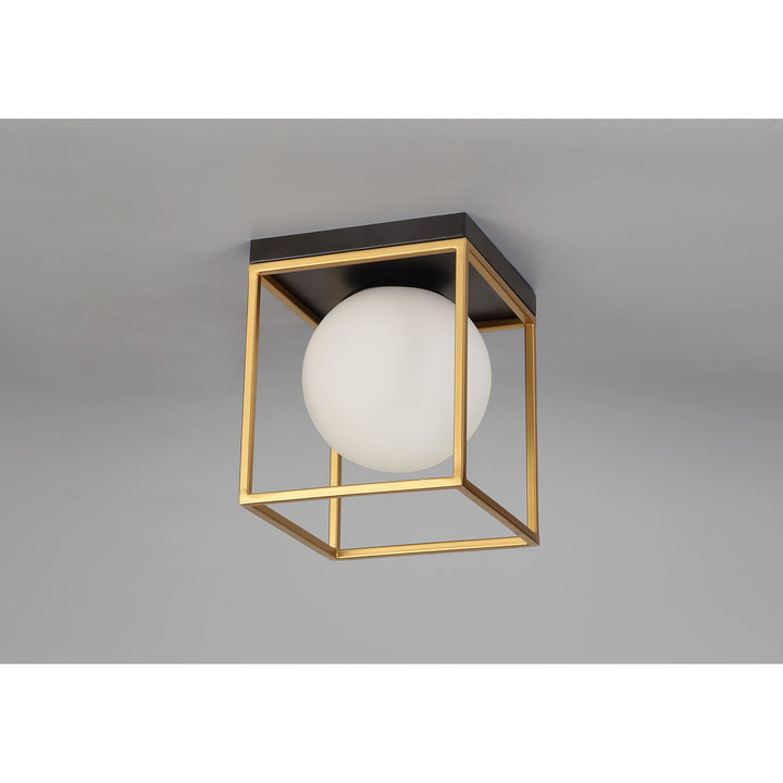 Nelson Lighting NL75639 Helma Square Ceiling Flush 1 Light Matt Black/Painted Gold