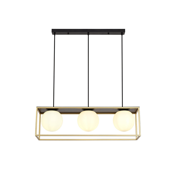 Nelson Lighting NL75649 Helma Linear Pendant 3 Light Adjustable Matt Black/Painted Gold