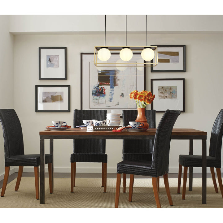 Nelson Lighting NL75649 Helma Linear Pendant 3 Light Adjustable Matt Black/Painted Gold