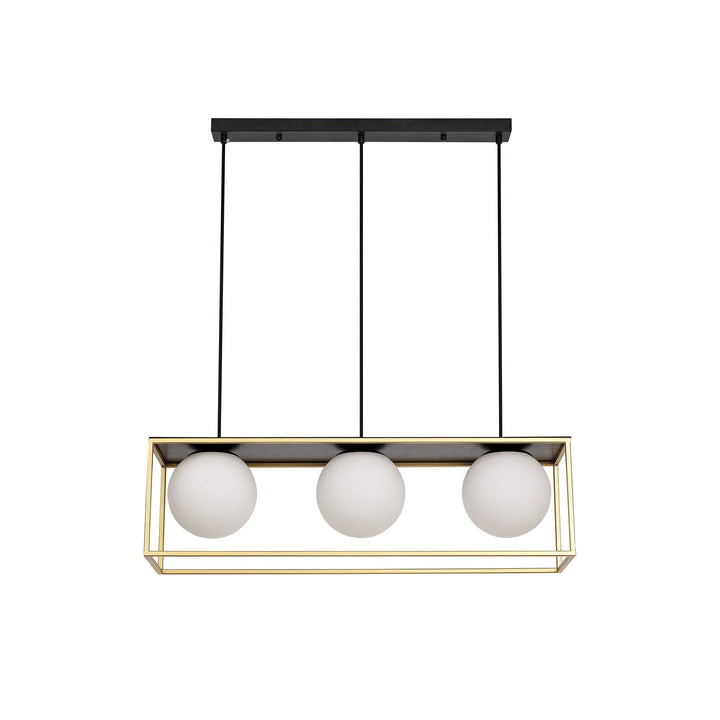 Nelson Lighting NL75649 Helma Linear Pendant 3 Light Adjustable Matt Black/Painted Gold