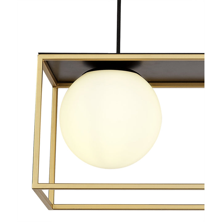 Nelson Lighting NL75649 Helma Linear Pendant 3 Light Adjustable Matt Black/Painted Gold