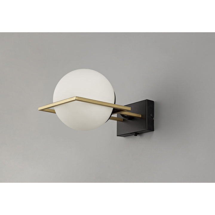 Nelson Lighting NL75659 Helma Wall Lamp Switched 1 Light Matt Black/Polished Gold