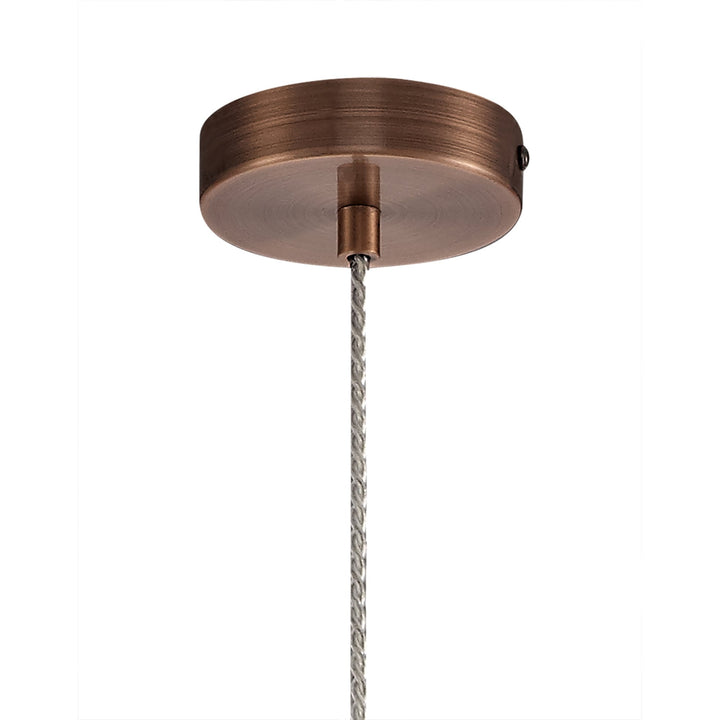 Nelson Lighting NL77749 Hoister Pendant 1 Light Antique Copper/Clear Glass